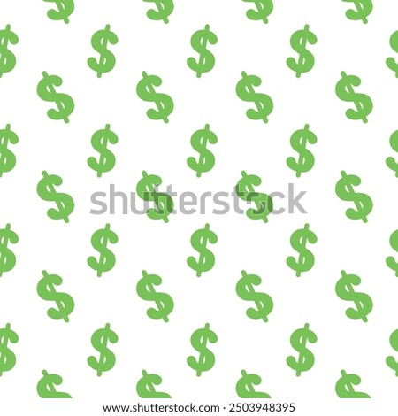 Seamless pattern of green dollar signs, ideal for financial or business backgrounds.