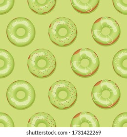 seamless pattern of green donut, decorative background design. Great for fabric and textile, wallpaper, packaging.