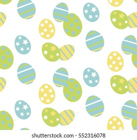 Seamless pattern green Easter eggs.