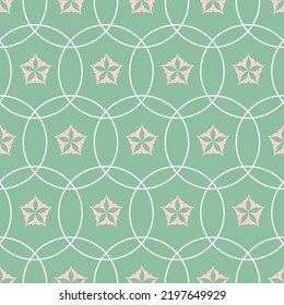 Seamless pattern green emerald star night sky, simple flat background