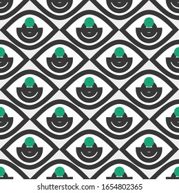 Seamless pattern with green eyes