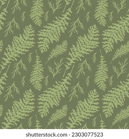 Seamless pattern with green fern fronds in vector