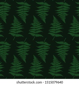 seamless pattern in green with fern leaves