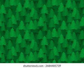 Seamless pattern with green fir forest. Vector illustration with trees endless spruce background. Chrisrmas wrapping paper, wallpaper or web page fill