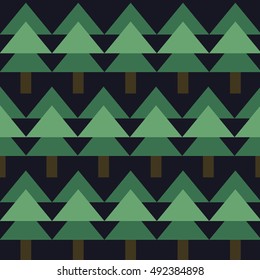 Seamless pattern with green fir-tree. Vector illustration
