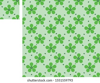 Seamless pattern with green flower pattern, abstract needle on light green background Can be used for gift wrapping design for textiles, wedding cards. Pattern Isolated Background