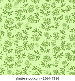 Seamless pattern with green flowers