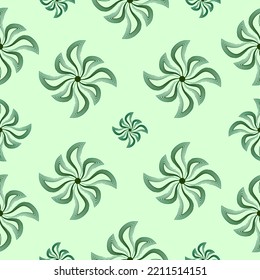 Seamless pattern with green flowers illustration design