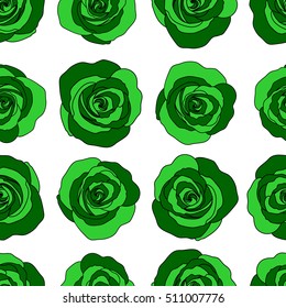 Seamless pattern with green flowers watercolor. Gentle colors. Female pattern. Handmade.