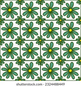 patrón ininterrumpido de flores verdes fondo blanco