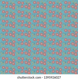 seamless pattern a green fond with repeated red flowers