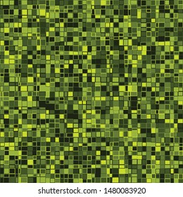 Seamless pattern. Green forest camouflage, consisting of quadrangles with a stroke.