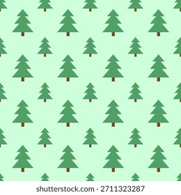 Patrón sin fisuras con bosque verde sobre un fondo verde. Papel de embalaje, textil