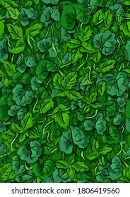 Seamless pattern with green forest summer grasses