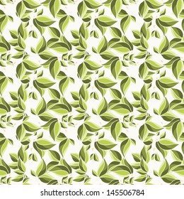 Seamless pattern with green fresh leaves. Vector file has few layers for easy using. Seamless pattern can be used for wallpaper, textile, web page background,scrapbook. 