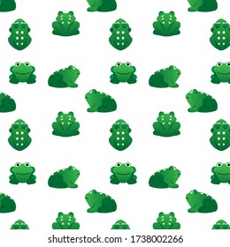 
Seamless pattern green frogs top view, right, left, front, back on a white background cartoon vector