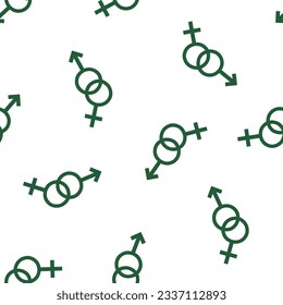 Seamless pattern with green gender symbols