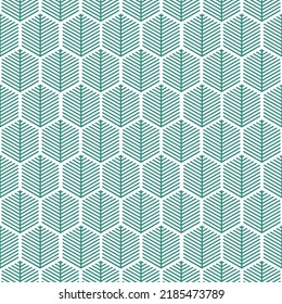 Seamless pattern with green geometric plant.