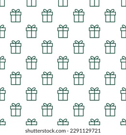 Seamless pattern with green gift box