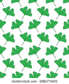 Seamless pattern of green ginkgo biloba leaves