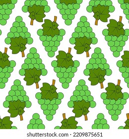 Seamless pattern with green grapes on a white background