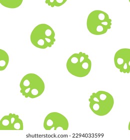 Seamless pattern with green halloween skull