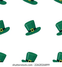 Seamless pattern with green hats. Saint patricks day green hat. Flat vector