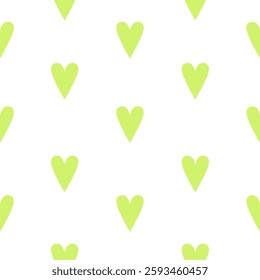 Seamless pattern green hearts on white background