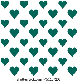 Seamless pattern  with green hearts on  white background