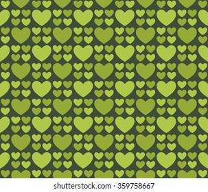 Seamless pattern green hearts. Texture for web, print, valentines day wrapping paper, 
wedding invitation card background, textile, fabric, home decor, romantic gift paper.