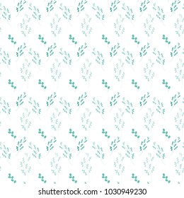 Seamless pattern with green herbs on white background. Abstract vector illustration.
