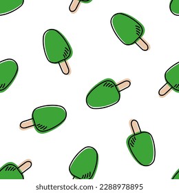 Seamless pattern with green ice cream