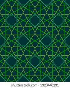 seamless pattern green islamic mosaic abstract texture vector polygonal concept.for fabric clothes wall or backdrop motif.abstract geometric.ornate hexagon background.