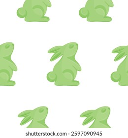 seamless pattern of a green jelly rabbit standing on its hind legs, for various Easter decorations and designs