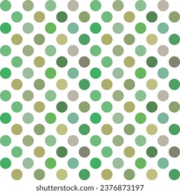 Seamless pattern with green khaki polka dots on a white background.