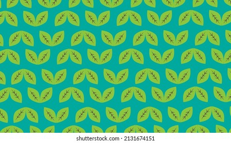 Seamless pattern. Green leaf modern pattern on white background. Can be used for posters, brochures, postcards, and other printing needs. Vector illustration