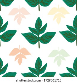 Vector natural de la hoja verde sin foco con fondo blanco.