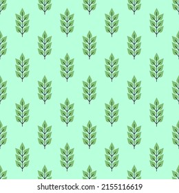 Seamless pattern with a green leaf on a green background. Floral ornament