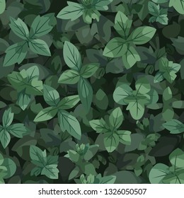 Seamless pattern with green leaf plant