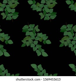 Seamless pattern with green leaf, realist flat style. Herbal eucalyptus greenery repeat pattern. Great for print natural design, textile, fabric, wallpaper, surface.