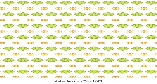 Seamless Pattern with Green Leafy Vegetables and Orange Bow Tie Pasta