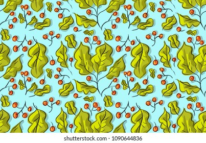 Seamless pattern with green leaves