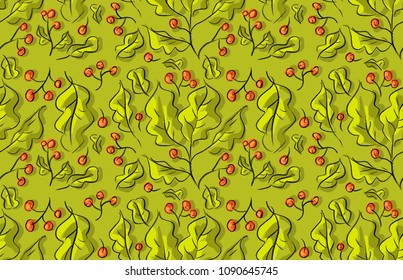 Seamless pattern with green leaves