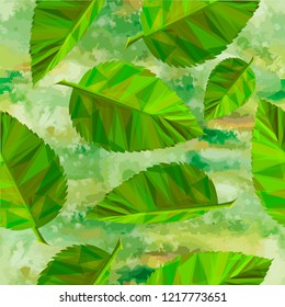 Seamless pattern with green leaves