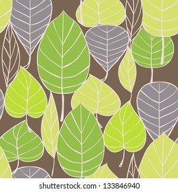 Seamless pattern with green leaves
