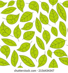Seamless pattern with green leaves