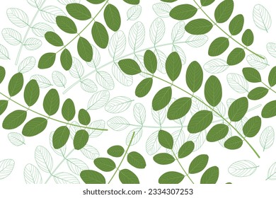Seamless pattern with green leaves.