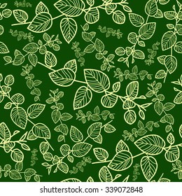 Seamless pattern with green leaves