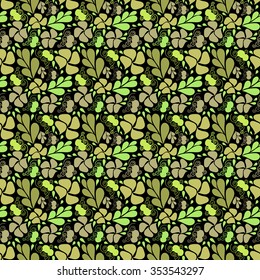 Seamless pattern with green leaves.
