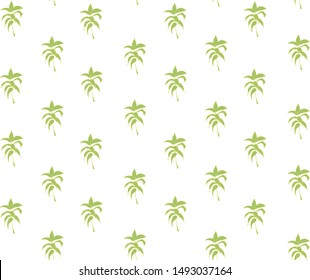 Seamless pattern of green leaves and. Hand-drawn for your design in a romantic style.